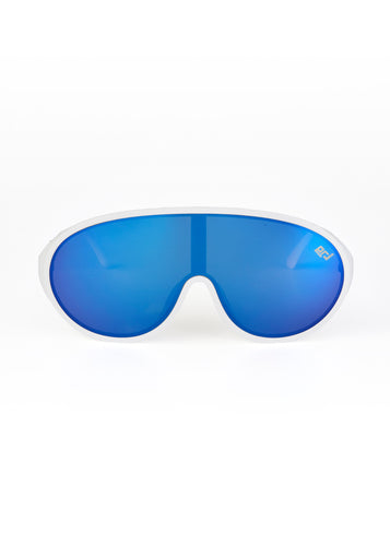 EDSEL ONE-PIECE LENS SUNGLASSES WHITE/BLUE