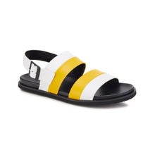 Load image into Gallery viewer, ETIENNE BACK SLING LEATHER SANDAL YELLOW/WHITE