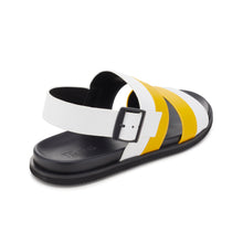 Load image into Gallery viewer, ETIENNE BACK SLING LEATHER SANDAL YELLOW/WHITE