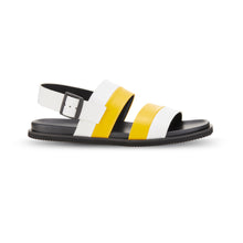 Load image into Gallery viewer, ETIENNE BACK SLING LEATHER SANDAL YELLOW/WHITE