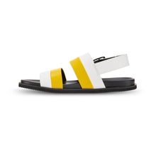 Load image into Gallery viewer, ETIENNE BACK SLING LEATHER SANDAL YELLOW/WHITE