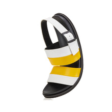 Load image into Gallery viewer, ETIENNE BACK SLING LEATHER SANDAL YELLOW/WHITE