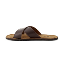 Load image into Gallery viewer, ARMY CROSS STRAP LEATHER SLIPPER BROWN