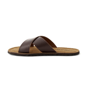 ARMY CROSS STRAP LEATHER SLIPPER BROWN