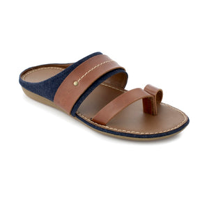 ANOD LEATHER THONG SLIPPER DARK BROWN