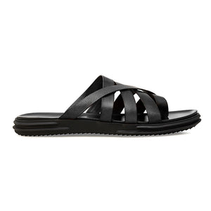 ANSON ROUND TOE LEATHER SANDALS BLACK