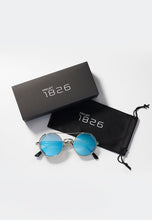 Load image into Gallery viewer, AUSTIN SUNGLASSES SILVER/BLUE