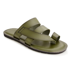 CADMAN SLIP ON LEATHER SANDAL GREEN