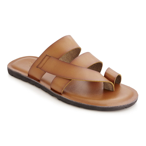 CADMAN SLIP ON LEATHER SANDAL BROWN