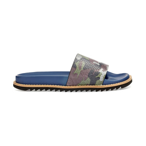 ARNOLD SLIDE LEATHER SANDALS CAMOUFLAGE GREEN