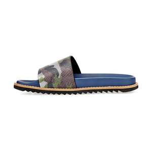 ARNOLD SLIDE LEATHER SANDALS CAMOUFLAGE GREEN