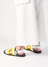 Load image into Gallery viewer, ETIENNE BACK SLING LEATHER SANDAL YELLOW/WHITE