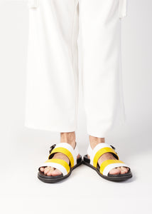 ETIENNE BACK SLING LEATHER SANDAL YELLOW/WHITE