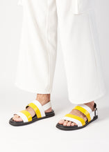 Load image into Gallery viewer, ETIENNE BACK SLING LEATHER SANDAL YELLOW/WHITE
