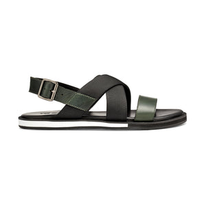 ACHEH BACK SLING LEATHER SANDALS OLIVE GREEN
