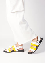 Load image into Gallery viewer, ETIENNE BACK SLING LEATHER SANDAL YELLOW/WHITE