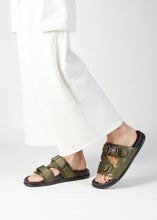 Load image into Gallery viewer, DELROY LEATHER SLIP ON LEATHER SANDAL GREEN