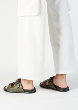 Load image into Gallery viewer, DELROY LEATHER SLIP ON LEATHER SANDAL GREEN