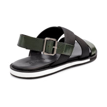 Load image into Gallery viewer, ACHEH BACK SLING LEATHER SANDALS OLIVE GREEN