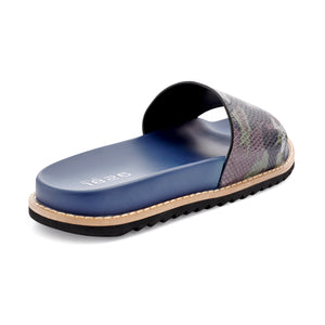 ARNOLD SLIDE LEATHER SANDALS CAMOUFLAGE GREEN