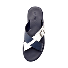 Load image into Gallery viewer, ARSEN CROSS STRAP LEATHER SANDALS BLUE