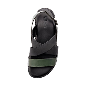 ACHEH BACK SLING LEATHER SANDALS OLIVE GREEN