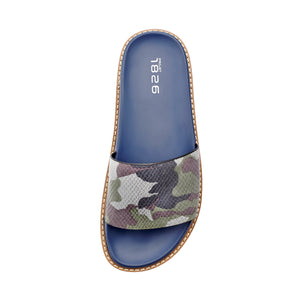 ARNOLD SLIDE LEATHER SANDALS CAMOUFLAGE GREEN