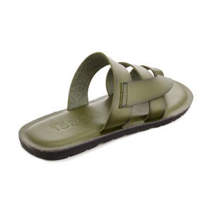 CADMAN SLIP ON LEATHER SANDAL GREEN