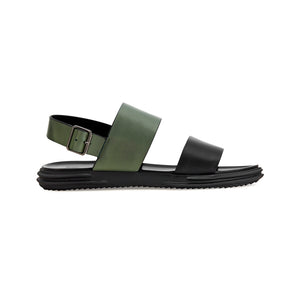 CAROLUS BACK SLING LEATHER SANDALS OLIVE GREEN