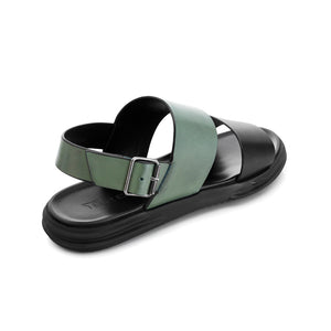 CAROLUS BACK SLING LEATHER SANDALS OLIVE GREEN