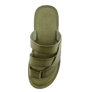 CADMAN SLIP ON LEATHER SANDAL GREEN
