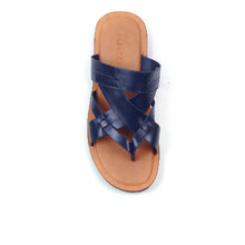 Load image into Gallery viewer, BEATUS SLIP CROSS THONG LEATHER SANDAL BLUE