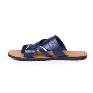BEATUS SLIP CROSS THONG LEATHER SANDAL BLUE
