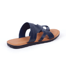 Load image into Gallery viewer, BEATUS SLIP CROSS THONG LEATHER SANDAL BLUE