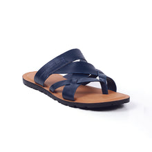 Load image into Gallery viewer, BEATUS SLIP CROSS THONG LEATHER SANDAL BLUE