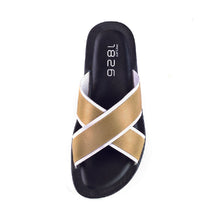 Load image into Gallery viewer, BEVIS CROSS STRAP LEATHER SLIPPER BEIGE