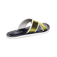 Load image into Gallery viewer, BEVIS CROSS STRAP LEATHER SLIPPER GREEN